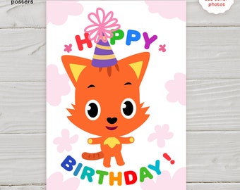 Funny Birthday Cards Instant Download, Funny Orange Cat Birthday Card ...