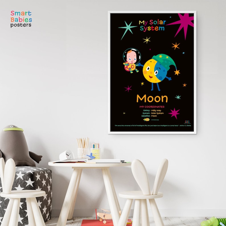 Cute Moon Space Poster for Kids, Printable Nursery Wall Art - Etsy