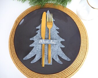 personalisierte Bestecktasche, Weihnachtsbestecktasche, Tischdeko, Weihnachten, personalisiert, Tanne, 2021, Bavaria Plotta