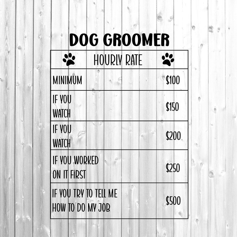 Dog Groomer Hourly Rate, SVG, Cutting File, Dog Groomer SVG Etsy