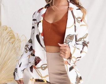 Leopard Print - Work Blazer- Office jacket - Long Blazer jacket - LV Blazer