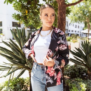 Floral Print Notch Collar Blazer