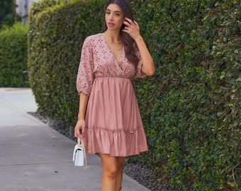 Eyelet Mini Dress