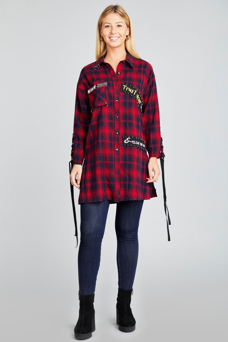 PLAID TUNIC WITH METAN BUTTONS