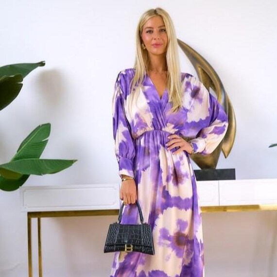 purple and gold tie dye dress Satin Maxi upload-20251110