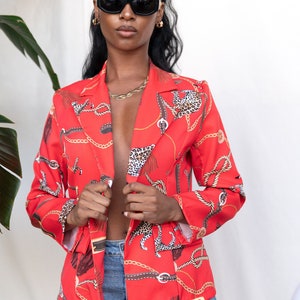 Abstract Leopard Print Blazer-Business Women-Work Blazer