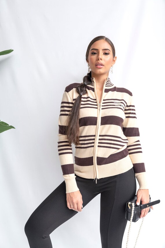 Plaid front zip sweater hotsell