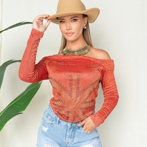 Metallic Off the Shoulder Top