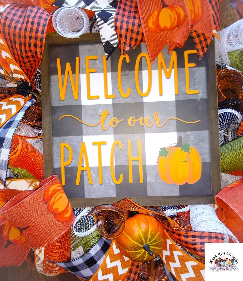 Pumpkin Door hanger Fall Harvey Wreath Autumn Wall hanger