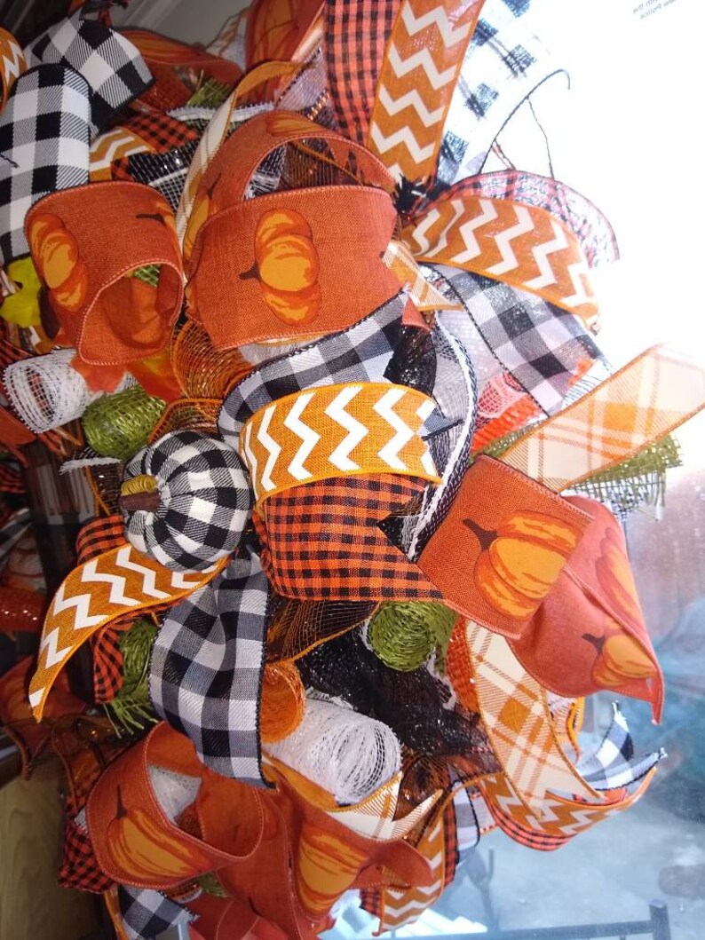 Pumpkin Door hanger Fall Harvey Wreath Autumn Wall hanger
