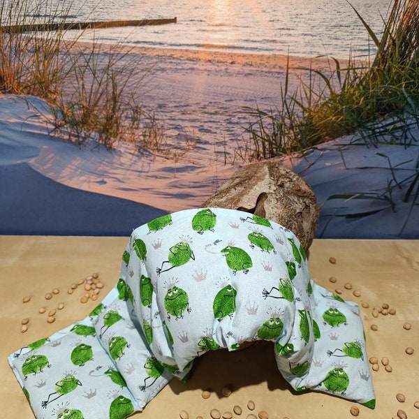 Langes XXL 65x15cm Rapskissen Wärmekissen Körnerkissen Nackenkissen 7 Kammern " Froschkönig " Frosch Märchen Prinz Raps Rapssamen Wellness