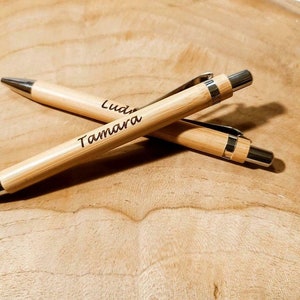 Elegant personalized ballpoint pen bamboo wood with desired engraving desired name individual pen engraved gift for Christmas