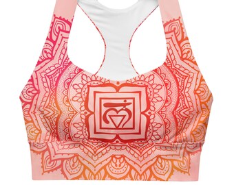 Root Chakra Mandala Racerback Sports Bra - Yoga, Gym, Festival Top