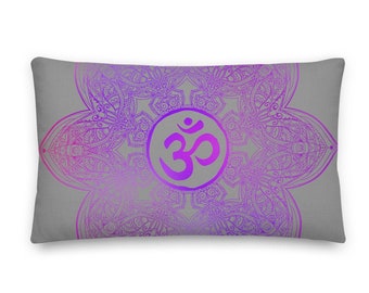 Crown Chakra Lumbar Pillow: Sacred Geometry, Spiritual Decor (20" x 12")
