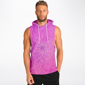 Cosmic Bloom Sleeveless Drop Armhole Tank Top Hoodie. Festival Top.  Rave Tank Top. Rave Clothes. Festival Clothing. Coachella Clothing. EDM