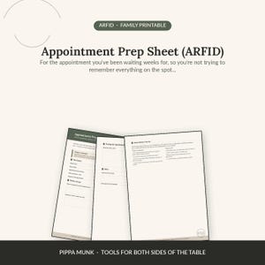 ARFID Appointment Prep Sheet zum ausdrucken, Fragen für Allgemeinmediziner, Kinderärzte und CAMHS, digitaler Download