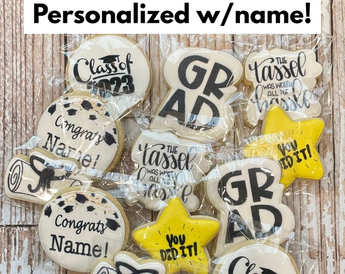 12 Custom Graduation Sugar Cookiesgraduation Party Etsy