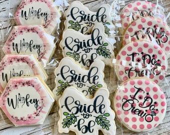 1 Dozen Bachelorette Bride to Be Wifey Cookies Bridal Shower Cookies Engagement Cookies She Said YES Decorated Sugar Cookies