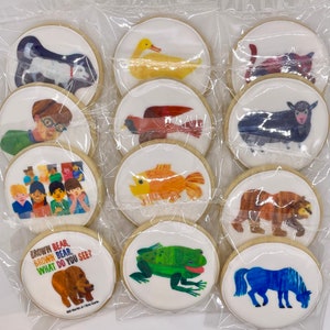 1 Dozen Brown Bear Brown Bear Themed Decorated Sugar Cookies Caterpillar Birthday Cookie Party Favors