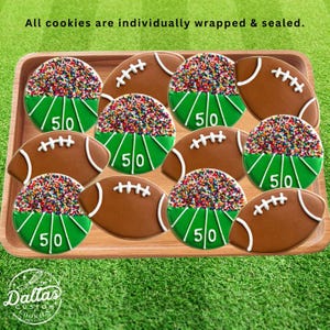 Football Themed Sugar Cookies Decorated Football Cookies Football Watch Party Cookies Hostess Gift Birthday Theme Party Favors 12 Count