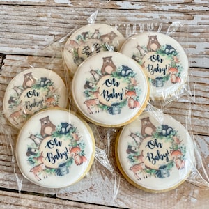 Woodlands Gender Neutral Themed Boy Baby Shower Cookies Birthday Event Sugar Cookies Care Package Cookies Individually wrapped