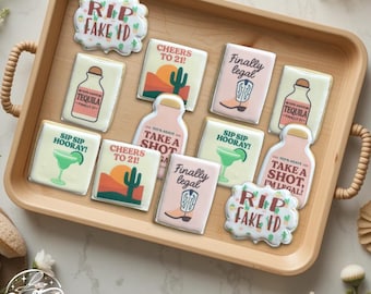 21 and Finally Legal Sip Sip Hooray 21st Birthday Cookies Tequila Cookies Birthday Cookies Party Favor