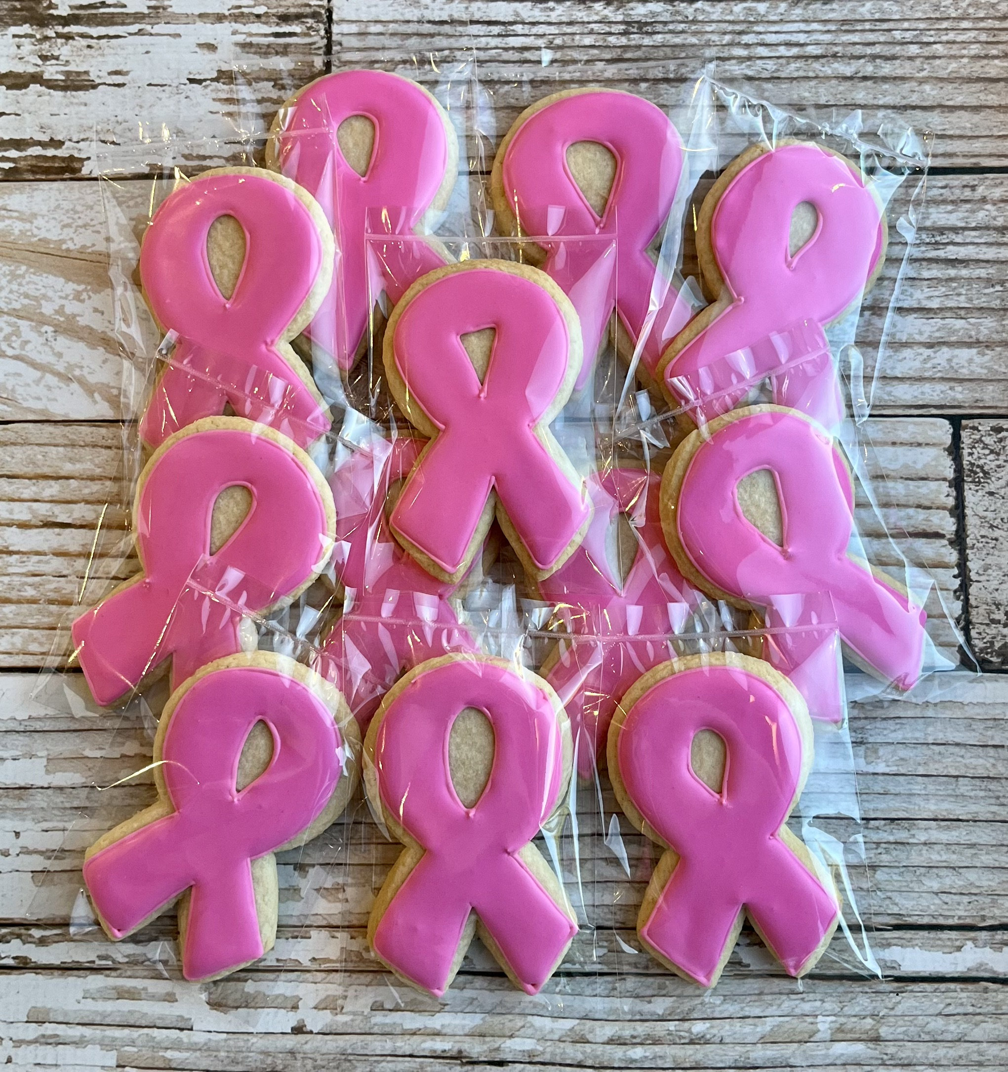 12 Count Pink Breast Cancer Awareness Ribbon Sugar Cookie