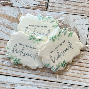 1 Dozen Will you be my Bridesmaid Custom Bridal Shower Cookies Engagement Sugar Cookies