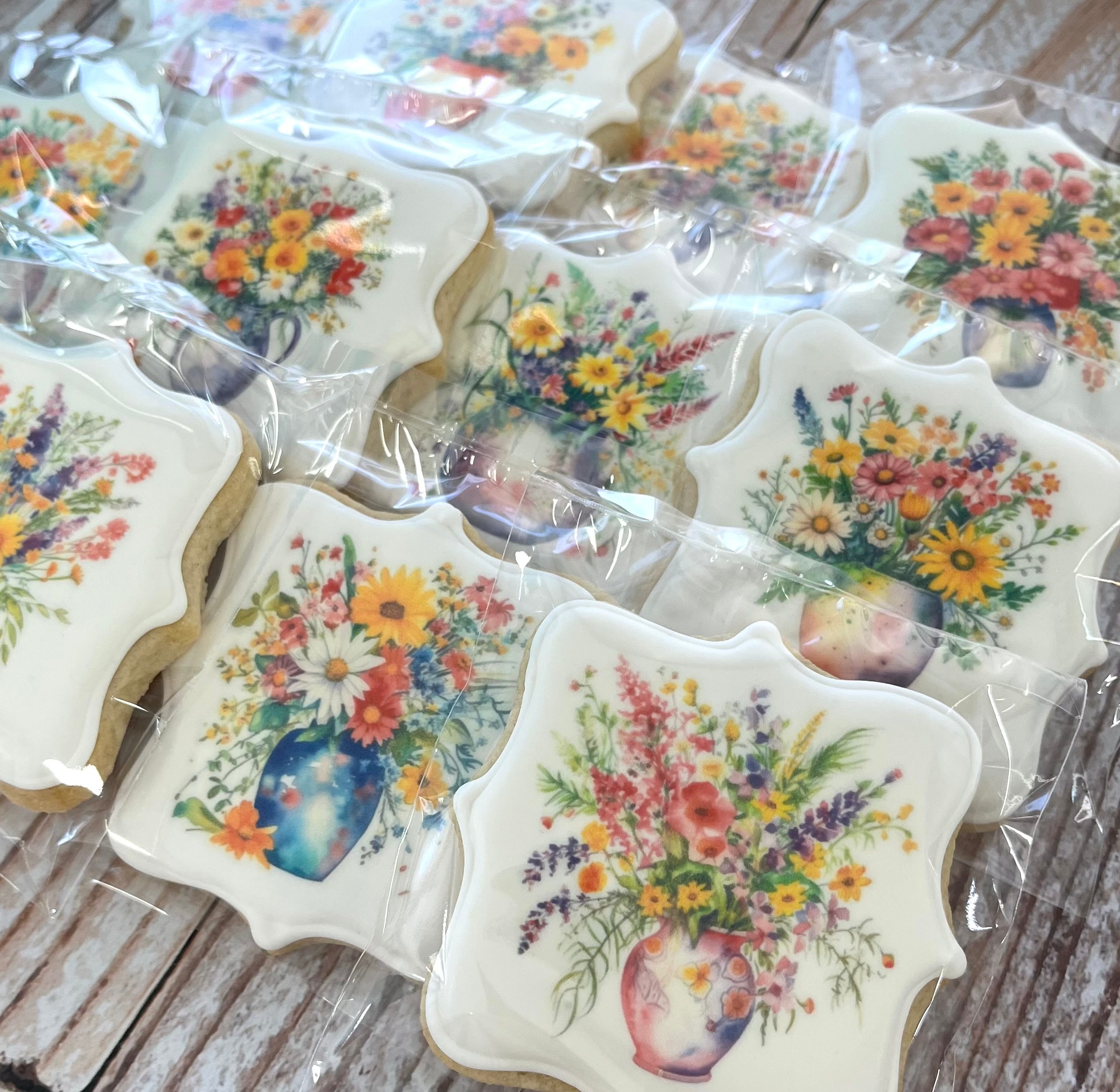 Wildflowers in Vases Floral Gift Sugar Cookies Decorated Sugar Cookies Thank you Gift Set Get Well Soon Thinking of You Hostess Gift Idea
