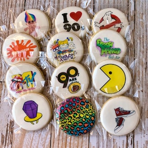 1990s themed Decorated Sugar Cookies 90s Party Favors 1990s themed Birthday Party Cookies