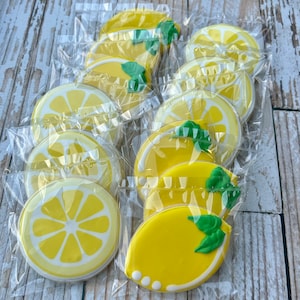 12 Count Sugar Cookies Cute Lemon Themed Decorated Sugar Cookies Gift Set Lemon Slices Gift Set