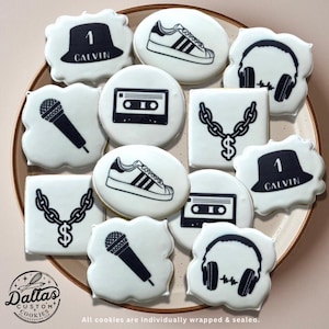 1990s HIP HOP Music Old School themed Decorated Sugar Cookies 90s Party Favors 1990s themed Birthday Party Cookies