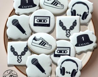 1990s HIP HOP Music Old School themed Decorated Sugar Cookies 90s Party Favors 1990s themed Birthday Party Cookies