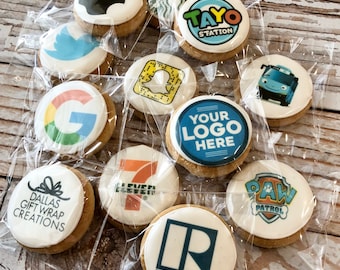 MINI Business Logo Cookie and/or Cupcake Topper Cookie Corporate Branded  Cookie sold by the Dozen Edible Image Custom Shortbread Cookies