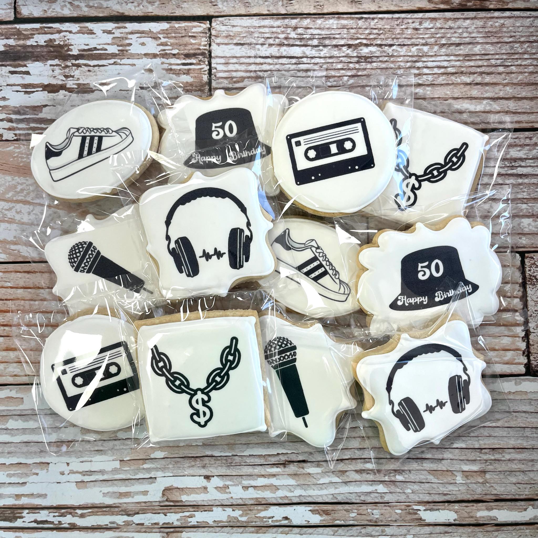 1990s HIP HOP Music Old School themed Decorated Sugar Cookies 90s Party Favors 1990s themed Birthday Party Cookies