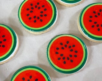 Decorated Watermelon Sugar Cookies Fruit Themed Sugar Cookies