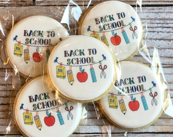 12 Count Back to School Decorated Sugar Cookies Super Cute School Themed Decorated Cookies Back to School Gift