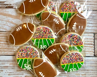 Football Themed Sugar Cookies Decorated Football Cookies Football Watch Party Cookies Hostess Gift Football Birthday Theme Party Favors