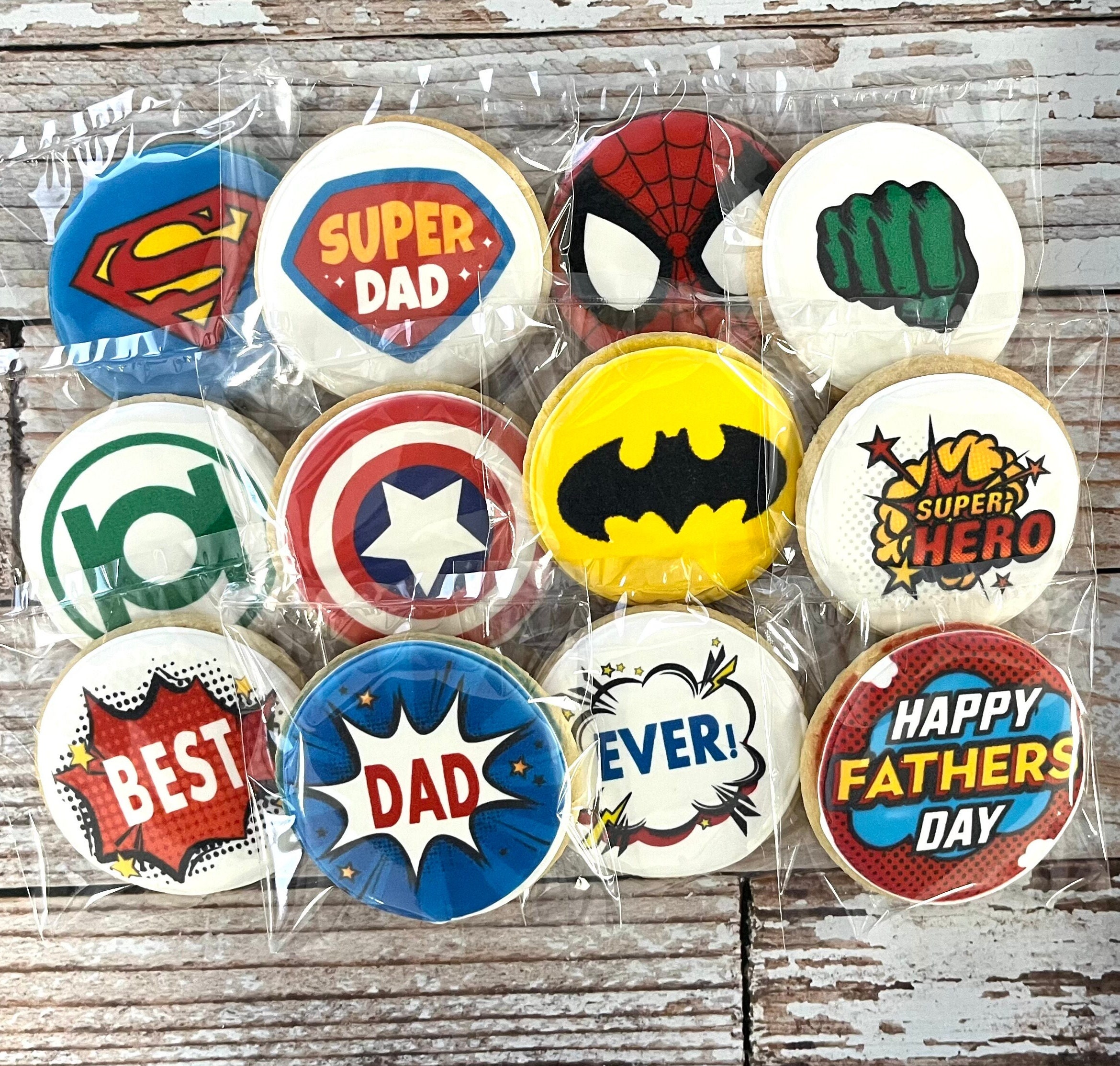 Super DAD Spiderman Super Hero Decorated Sugar Cookies for Father's Day Gift for Dad Best Dad Ever--12 count