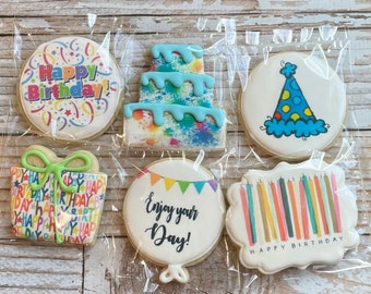 6 Count Happy Birthday Cookie Gift Set Decorated Birthday Sugar Cookies