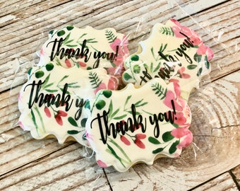 Floral Thank you Cookies Decorated Sugar Cookies Personalized Thank you Gift Set