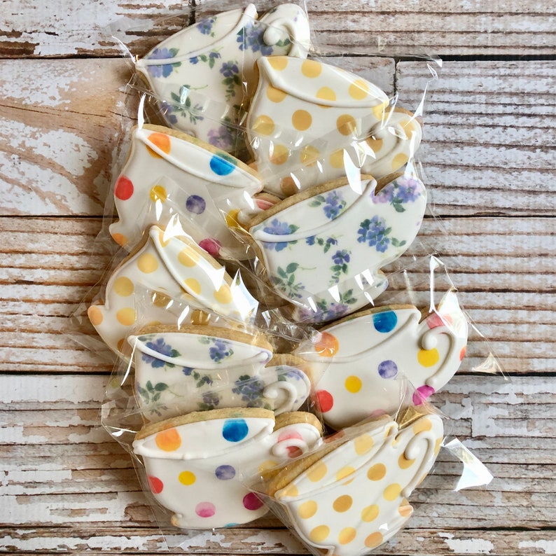 Tea Cup Cookies Decorated Sugar Cookies Tea Party Cookies Etsy