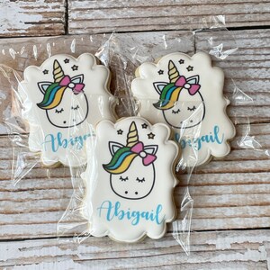 Custom Personalized Unicorn Sugar Cookies with Name Individually Wrapped Sold by the Dozen