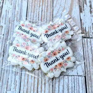 Floral Plaque Thank you Cookies Decorated Sugar Cookies Thank you Gift Set