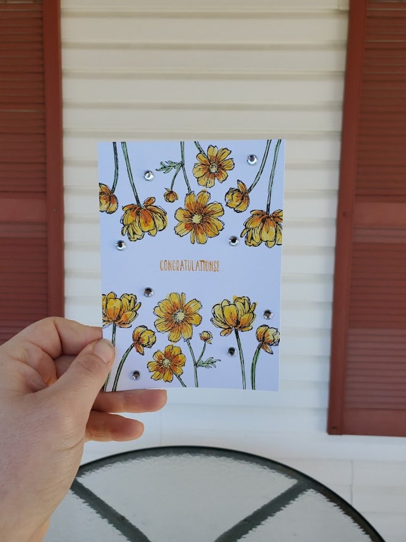 Congratulations Card Yellow Flowers