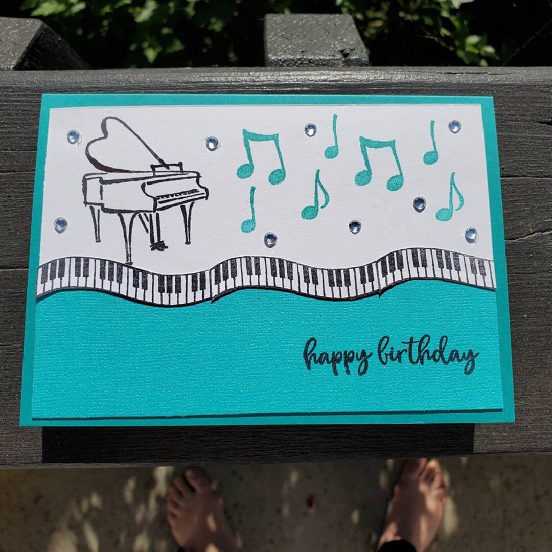 Piano Happy Birthday Card Etsy
