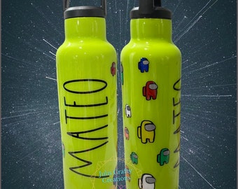 Among us water bottle, gamer water bottle, personalized among us water bottle.