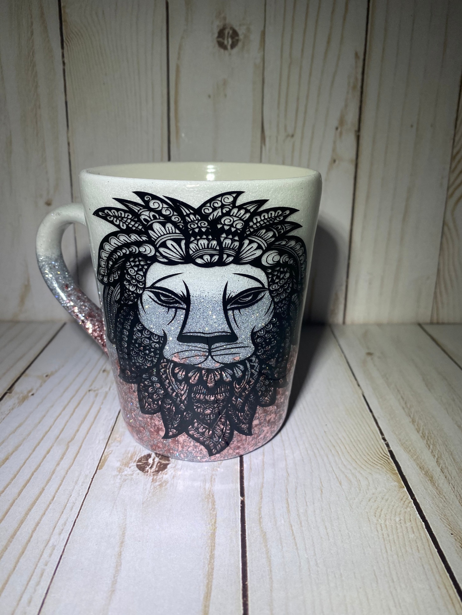 Lion mug, personalized mug, mandala lion, lion personalized lion mug