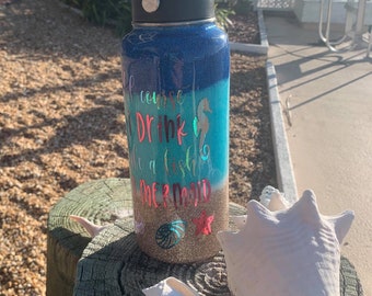Beach water bottles, beach theme water bottles, glitter tumbler, sea theme water bottle, beach theme tumbler, mermaid tumbler, mermaid