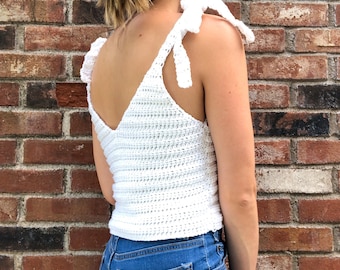 V-neck crop top | Crochet tank top | Adjustable top